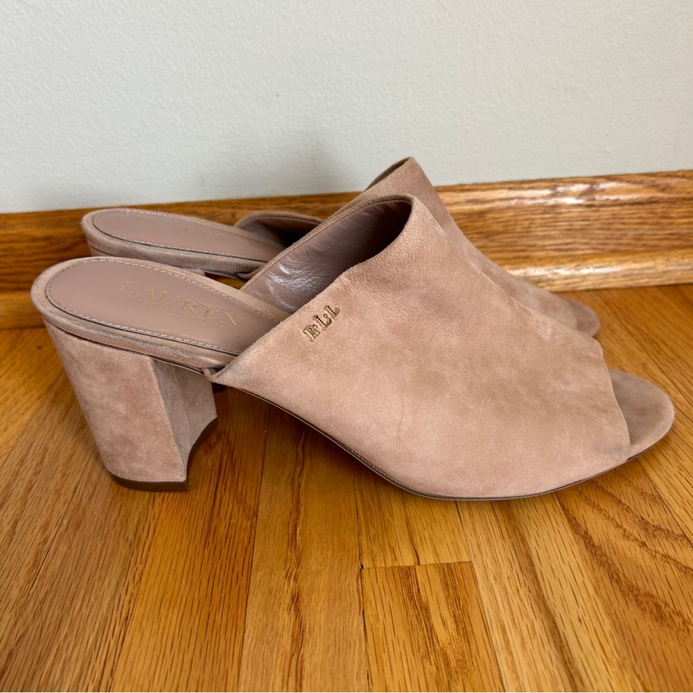 Lauren Ralph Lauren Harlowe Genuine Suede Mule Heels